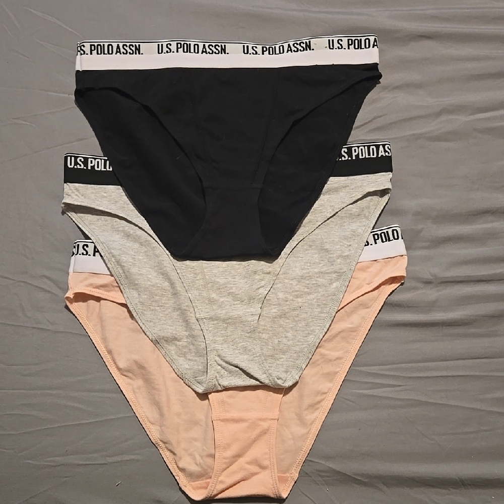 U.S. Polo Assn. Black and Gray Bikini Panties Intimates & Sleepwear